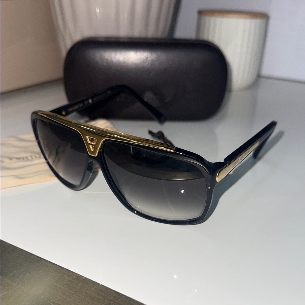 Louis Vuitton Black and Gold Sunglasses